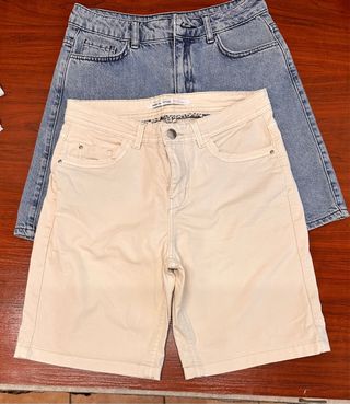 Bermudas beige y vaqueras