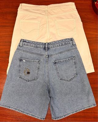 Bermudas beige y vaqueras