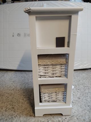 Cajonera 3 cestas madera y mimbre