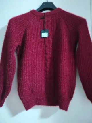 Maglione donna Borgogna con treccia