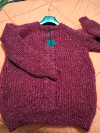 Maglione donna Borgogna con treccia