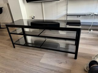 Mobile TV Nero in Cristallo e Alluminio