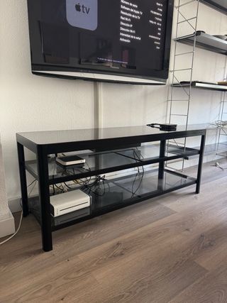 Mobile TV Nero in Cristallo e Alluminio