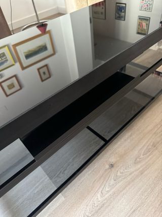 Mobile TV Nero in Cristallo e Alluminio