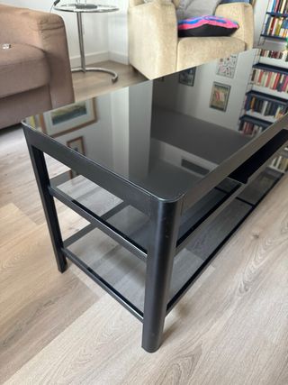 Mobile TV Nero in Cristallo e Alluminio