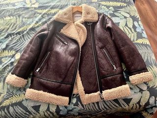 Cazadora Biker Marrón Forrada