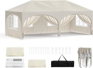 CARPA PLEGABLE 6x3 BEIGE NUEVA CON PAREDES