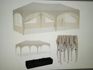 CARPA PLEGABLE 6x3 BEIGE NUEVA CON PAREDES