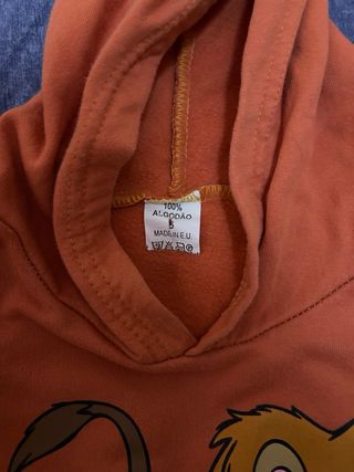 Sudadera Naranja con Dibujo de Simba 5 años