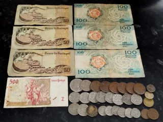 Lote 7 Billetes y 30 Monedas Portugal