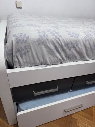 Cama 90x190 con cajones y cama nido