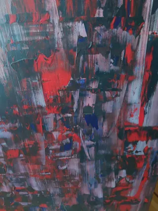 Cuadro Óleo y Acrílico Rojo y Morado