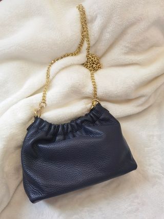 Bolso Piel Mujer Azul y Dorado