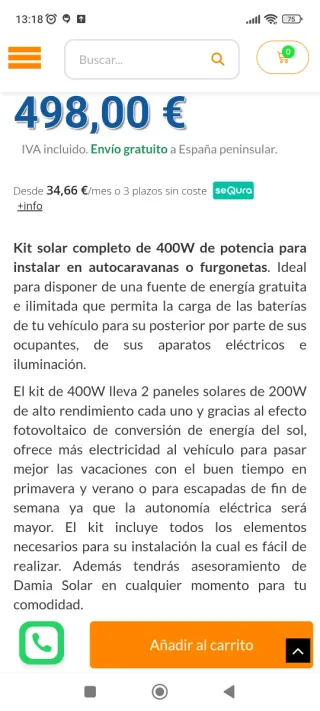 Kit Solar Camper 400W