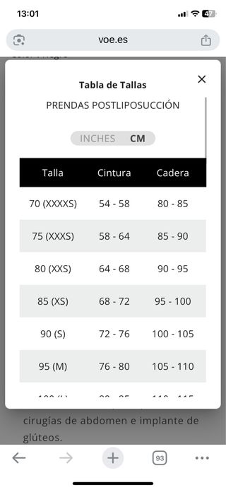 Faja postoperatorio VOE Talla 85