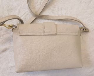 Bolso piel auténtica mujer beige dorado