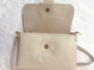Bolso piel auténtica mujer beige dorado