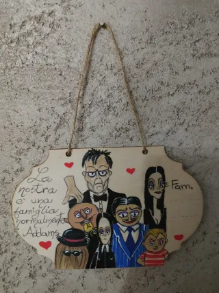 Quadretto Famiglia Addams dipinto a mano