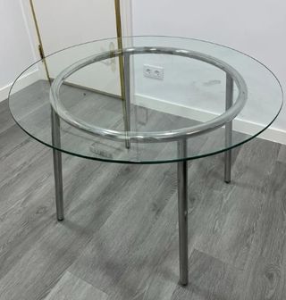 Mesa redonda cristal y metal Ikea