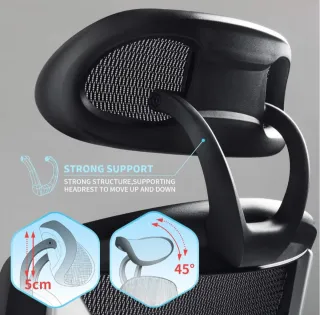 Silla de oficina ergonómica negra y blanca