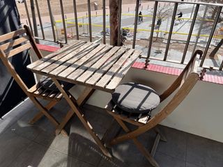 Mesa y 2 Sillas Terraza Madera