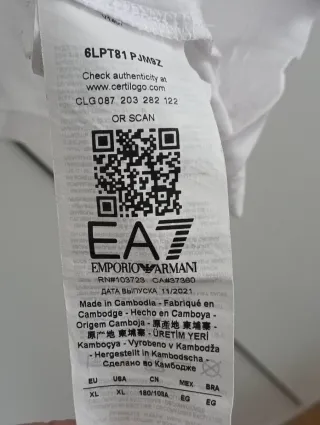 Camiseta EA7 Emporio Armani Blanca