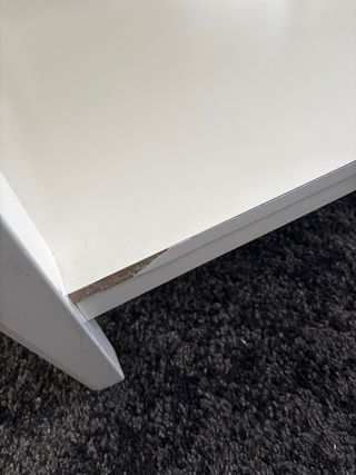 Mesa centro cristal y madera blanca