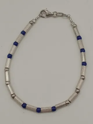 Braccialetto Uomo Argento 925 Lapislazzuli 17.6 cm