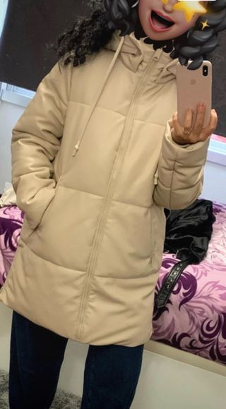 Plumifero Zara Polipiel Mujer Beige