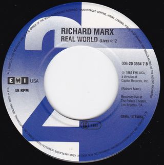 Richard Marx Angelia / Real World 7" 45 RPM 1989