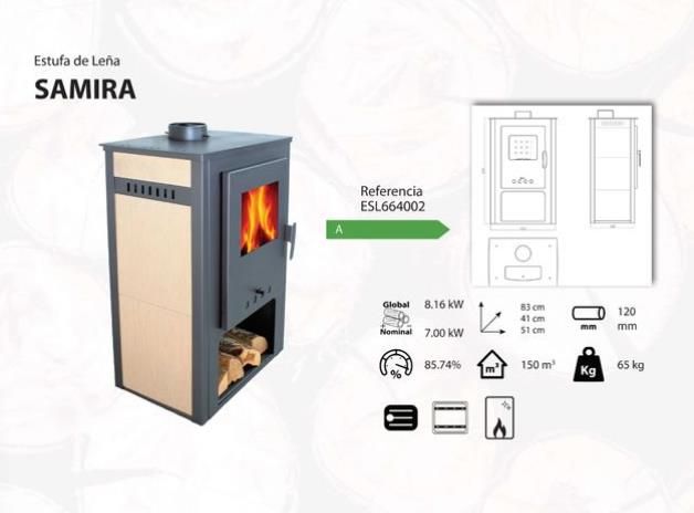 Estufa leña  Samira Gris Nueva MAD2028