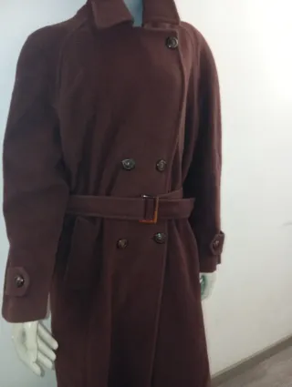 Abrigo lana y cachemir marrón