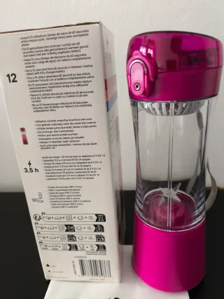 Batidora de mano portátil con vaso y filtro