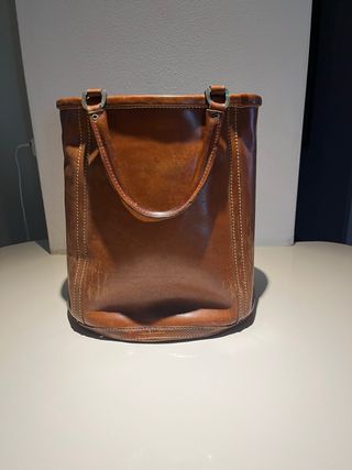 Borsa secchiello vera pelle marrone