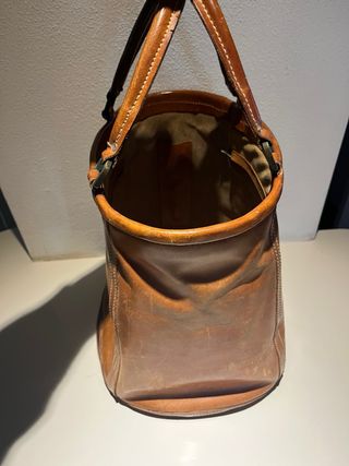 Borsa secchiello vera pelle marrone