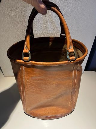 Borsa secchiello vera pelle marrone