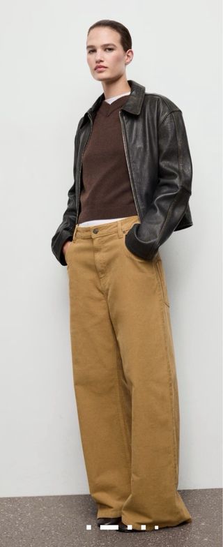 Pantalón de pana beige/marrón ancho