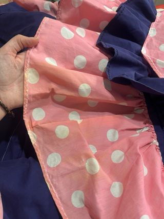 Traje Flamenca Azul Marino y Rosa