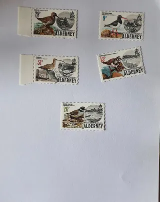 Lotto 5 Francobolli Alderney Uccelli anno 1984