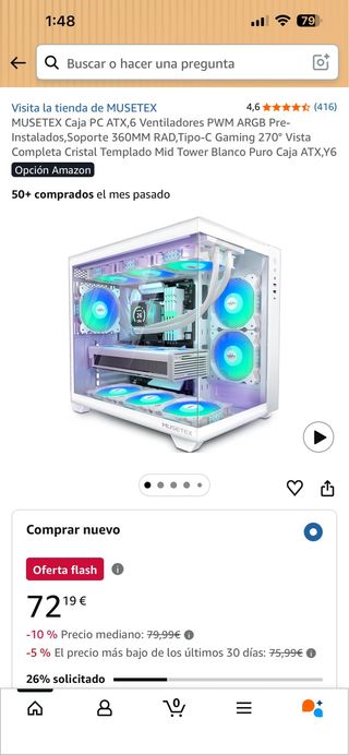 MUSETEX Caja PC ATX con 6 Ventiladores ARGB