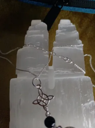 Colgante Plata con Piedra Negra y Pentagrama