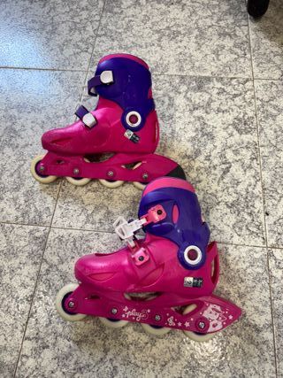 Patines en línea rosas y morados talla 32-34