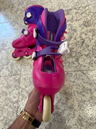 Patines en línea rosas y morados talla 32-34