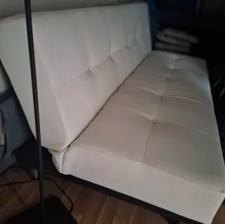 Sofá Cama Piel Sintética Blanco