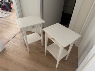 2 Mesitas Noche Hemnes Ikea Madera Blanca