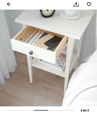 2 Mesitas Noche Hemnes Ikea Madera Blanca