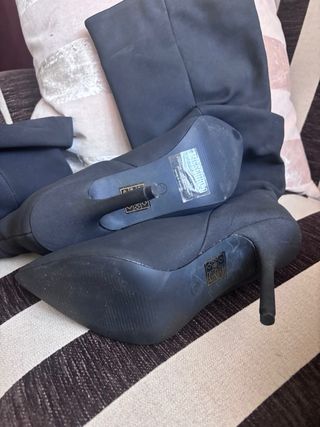 Botas tacón caña fruncida negras