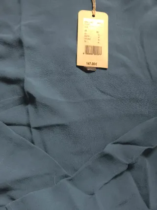 Camisa seda manga larga azul