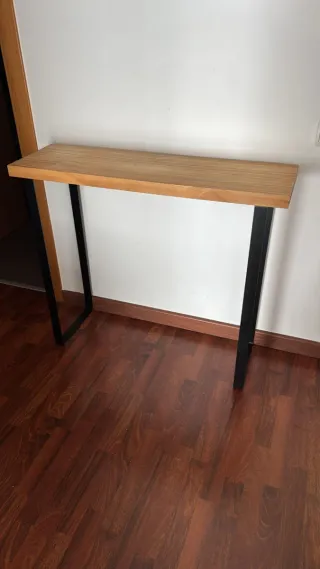 Mesa alta recibidor madera y metal
