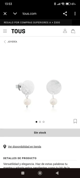 Pendientes Tous Grit Plata y Perla